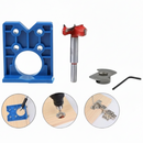 nzmegabuy 35mm Forstner hinge hole saw kit with blue plastic jig, steel drill bit, and depth guide for cabinet doors