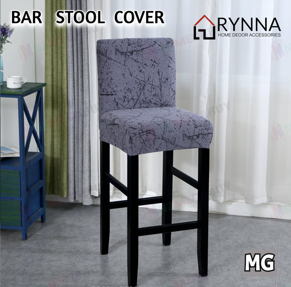 Cafe Bar Stool Covers Stretch Armless Chair Slipcover Spande  ( Grey )