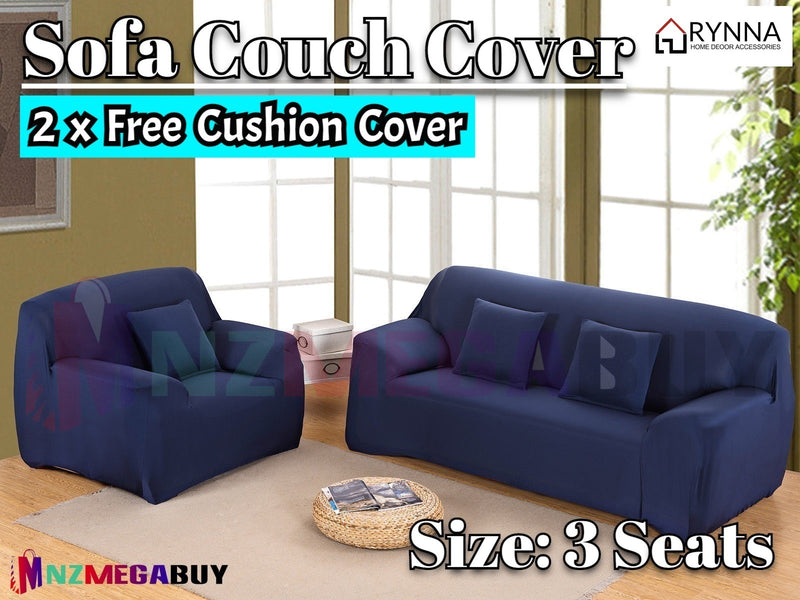 Stretch Sofa Cover Loung Couch Removable Slipcover Navy Blue *4 Sizes