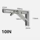 nzmegabuy 10 inch heavy-duty stainless steel folding shelf bracket with triangular support and dimension labels