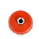nzmegabuy 100mm brass wire cup brush with a red metal housing and threaded arbor for angle grinders