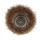 nzmegabuy 100mm brass-coated crimped wire cup brush for angle grinders, ideal for rust and paint removal on metal.
