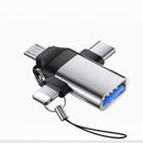 nzmegabuy 3-in-1 silver zinc-alloy USB OTG adapter with USB-C, Micro USB, and Lightning connectors