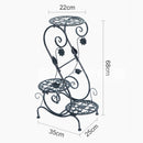 nzmegabuy 3-tier black metal plant stand with decorative scrollwork and three circular shelves for indoor or outdoor use