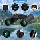 nzmegabuy 30x60 compact binoculars with red film coated lenses, center focus wheel, and antiskid handle features.