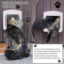 nzmegabuy 4-way locking cat flap door installed in a wooden door with a fluffy cat entering and exiting