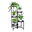 nzmegabuy 5-tier black metal foldable plant stand holding five potted plants at staggered heights