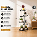 nzmegabuy 5 tier black steel plant stand for indoor and outdoor use with space saving design