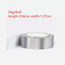 nzmegabuy 50g silver golf lead tape roll for adjusting club weight and balance, shown with dimensions on white background