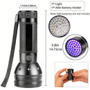 nzmegabuy 51 LED UV flashlight with aluminium alloy body, 395nm wavelength, and wrist strap for stain detection
