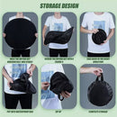 nzmegabuy 8-layer black mesh herb drying rack showing folding and storage steps in a carrying bag