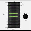 nzmegabuy 8-layer black mesh hanging herb drying rack with green zippers and included storage bag