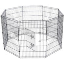 nzmegabuy 8 panel black powder-coated steel dog playpen with a secure bolt-latch door for indoor and outdoor use