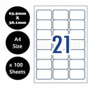 nzmegabuy A4 white sticker paper with 21 rectangular labels per sheet for laser and inkjet printers