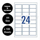 nzmegabuy A4 white adhesive sticker paper with 24 rectangular labels per sheet for laser and inkjet printers