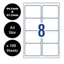 nzmegabuy A4 white adhesive sticker paper with 8 rectangular labels per sheet for laser and inkjet printers