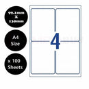 nzmegabuy A4 white sticker paper with 4 labels per sheet layout for laser and inkjet printers