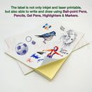 nzmegabuy A4 white adhesive sticker paper sheets with hand-drawn illustrations, suitable for printing and writing.