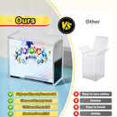 nzmegabuy clear acrylic display case for Pokemon Elite Trainer Box showing a comparison against standard plastic boxes