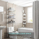 nzmegabuy 4-tier cream white adjustable telescopic bathroom corner shelf made of stainless steel and durable plastic