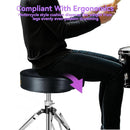 nzmegabuy heavy duty adjustable drum throne with black ergonomic saddle seat and silver double-braced alloy base
