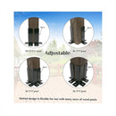 nzmegabuy adjustable black carbon steel post base brackets showing various timber post sizes for outdoor construction