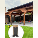 nzmegabuy 8-pack adjustable black carbon steel post base brackets installed on a wooden pergola in a backyard