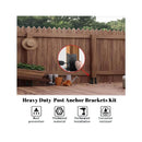 nzmegabuy 8-pack adjustable black carbon steel post base brackets installed on a wooden fence for outdoor support