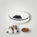 nzmegabuy automatic programmable pet food feeder with six compartments for cats and dogs in a sleek white finish