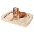 nzmegabuy beige faux fleece dog crate bed with a golden retriever resting comfortably on the plush surface