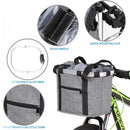 nzmegabuy grey canvas bike pet carrier basket with aluminium frame, quick-release mount, and front storage pocket