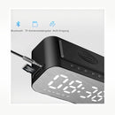 nzmegabuy black 3-in-1 alarm clock with wireless charger, Bluetooth speaker, and LED display showing time