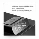 nzmegabuy black 3-in-1 alarm clock with LED display, wireless charging pad, and integrated Bluetooth speaker