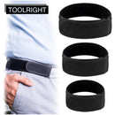 nzmegabuy black buckle-free elastic belt worn on trousers and shown in three sizes for a smooth low-profile fit