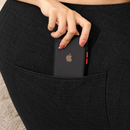 nzmegabuy black corduroy bean bag cover featuring a convenient storage pocket holding a smartphone