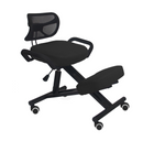 nzmegabuy black ergonomic kneeling chair with backrest, memory foam cushions, and adjustable metal frame
