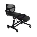 nzmegabuy black ergonomic kneeling chair with backrest, memory foam cushions, and adjustable metal frame on casters