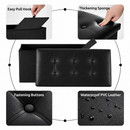 nzmegabuy black foldable storage ottoman bench with button-tufted waterproof faux leather and padded sponge seat