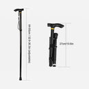 nzmegabuy black folding hiking pole with ergonomic handle, shown fully extended and folded for compact storage