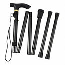 nzmegabuy black folding hiking pole with ergonomic handle, telescopic aluminium sections, and non-slip rubber tip.