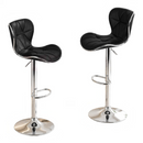 nzmegabuy set of two black PU leather swivel bar stools with adjustable chrome gas-lift frames and footrests