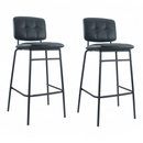 nzmegabuy set of two modern black PU leather bar stools with tufted backrests and black powder-coated metal frames