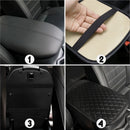 nzmegabuy black PU leather car armrest cushion with quilted stitching and elastic strap for universal console fit