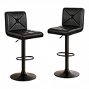 nzmegabuy set of two black PU leather adjustable swivel bar stools with tufted seats and chrome bases