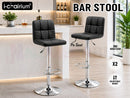 nzmegabuy black PU leather swivel bar stools with adjustable chrome gas lift base in a modern kitchen setting