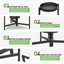 nzmegabuy 5-tier black metal plant stand features, showing rustproof trays, stable base, foldable design, and feet.