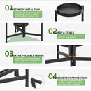 nzmegabuy 5-tier black metal plant stand features, showing rustproof trays, stable base, foldable design, and feet.