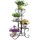 nzmegabuy black metal 4-tier plant stand with decorative scrollwork for indoor or outdoor garden display