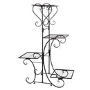 nzmegabuy black metal 4-tier plant stand with a classical scrollwork design for indoor or outdoor garden use
