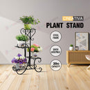 nzmegabuy 4-tier black metal plant stand with a classical scroll design for indoor or outdoor home decor